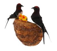 Toddmomy Décoration Nid Hirondelle Artificiel avec Hirondelles Fermées Bébés et Nid Ornement Mural pour Jardin Patio et Extérieur avec Ruban Adhésif