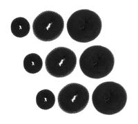Toddmomy Donut de Coiffure en Nylon Noir 9 Pièces, Protection Douce et Facile à Retirer, Accessoires Chignon pour Femmes, Tailles Grandes, Moyennes et Petites