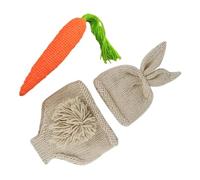 Toddmomy Ensemble Costume Crochet pour -Né 3 Pièces Bonnet Lapin Pantalon Carotte Tenue Photo Bébé Accessoires Photo Naissance