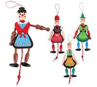 Toddmomy Ensemble de 4 Marionnettes en Bois, Marionnettes Suspendues à Ficelles avec Mains Et Pieds Mobiles pour Un Jeu Interactif Parent-Enfant (Style Aléatoire)