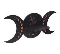 Toddmomy Étagère Murale Lune Phase Bohème en Bois Foncé, Décorative | Présentoir Suspendu pour Bougies et Flacons D’huiles, Style Rustique Moderne, Fêtes et Déco Maison