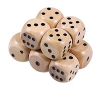 Toddmomy Jeu de Dés en Bois à 6 Faces Dés 10 Pièces en Bois 16Mm avec Numéros 1-6 Jeu de en Faveurs du Parti pour Les x de Table