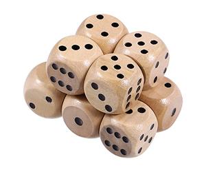 Toddmomy Jeu de Dés en Bois à 6 Faces Dés 10 Pièces en Bois 16Mm avec Numéros 1-6 Jeu de en Faveurs du Parti pour Les x de Table
