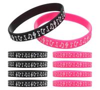 Toddmomy Lot de 12 Bracelets en Silicone Souple à Motifs de Notes de Musique, Couleurs Noir et Rose, Taille Standard, pour Concerts, Festivals et Présents Fête Scolaire