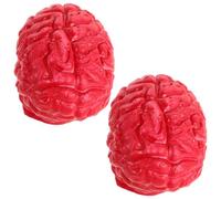 Toddmomy Lot de 2 Faux Cerveaux Humains, Accessoires pour Halloween, Latex, Rouge, 13 X 9 X 8 Cm, pour Décoration de Fête d'halloween
