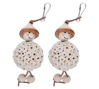 Toddmomy Lot de 2 Jouets à mâcher Suspendus pour perroquets - Blocs en Bois Naturel Faits Main avec Corde, Parfaits pour Les Accessoires de Cage des calopsittes et des perruches ondulées