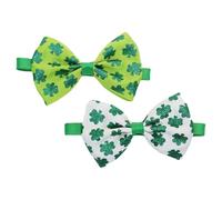 Toddmomy Lot de 2 Nœuds pour Animaux de Compagnie Saint-Patrick, Cravates Vert et Blanc en Tissu Doux et Confortable, Accessoires Décoratifs pour Chiens et Chats, Fête Irlandaise et Séance
