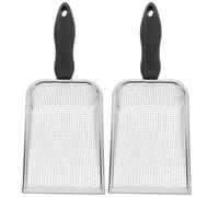 Toddmomy Lot de 2 pelles à Sable en Maille : pelles métalliques pour tamiser Le Sable et trouver des Coquillages et Autres trésors - Outil de tamisage pour Cailloux et Jardinage (Trou de