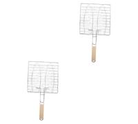 Toddmomy Lot De 2 Pinces À Poisson Grillé Grilles À Légumes Grille De Camping Panier À Grilles Outil De Barbecue Équipement De Pique- en Bois