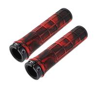 Toddmomy Lot de 2 Poignées de Guidon de VTT Camouflage Antidérapantes en Caoutchouc TPR Système de Verrouillage, Taille S135 Noir et Rouge, Adaptées pour Vélo Tout-Terrain et Mini-vélo,