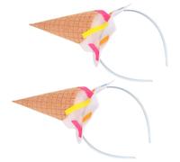 Toddmomy Lot de 2 Serrage-Têtes Cornet de Glace Blancs en Feutrine Douce Bandeaux Festifs Rembourrés pour Garçon et Filles Accessoires Cheveux Amusants pour Fêtes D’Anniversaire