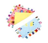 Toddmomy Lot De 2 Serviettes Apaisantes Pour Bébé Avec Étiquettes Colorées, Tissu Super Moelleux, Stimulation Sensorielle, Couverture Tactile Pour Nourrissons, Douceur Adaptée Au Développement Moteur