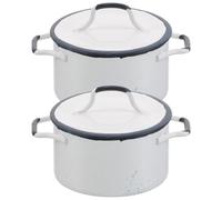Toddmomy Lot de 2 ustensiles de Cuisine Miniatures : Casserole Blanche à Bords Bleus à l'échelle 1/12 pour Accessoires de Maison de poupée - Mini ustensiles de Cuisine - Décoration de
