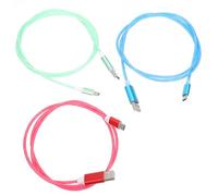 Toddmomy Lot De 3 Câbles De Chargement USB Type- Lumineux TPE pour Téléphone, Compatibilité Type-c, Décoration Lumineuse, pour Usage Quotidien, Couleurs Bleu, Vert Et Rouge