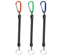 Toddmomy Lot de 3 Cordons spiralés rétractables avec Mousqueton - Cordon Extensible Anti-Perte pour clés, téléphones, Badges d'identification - Laisse enroulée avec Mousqueton pour la