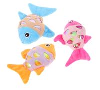 Toddmomy Lot De 3 Jouets pour Chat en Forme De Poisson en Peluche pour Chaton Animal De Compagnie Mordant Couineur pour Chat pour Chaton Poisson Doux avec Hochet Couleur Aléatoire
