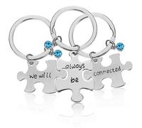 Toddmomy Lot de 3 porte-clés « Best Friend » « We Will Always Be Connected » - Cadeau pour sœurs et amis