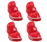 Toddmomy Lot de 4 Bottes d'hiver pour Chien Taille 3 Rouges Doublure Polaire Chaude Semelle Antidérapante Imperméable Chaussures de Neige pour Petits Chiens pour Randonnées et