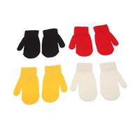 Toddmomy Lot de 4 paires de d'hiver en tricot : moufles douces et chaudes pour garçons et filles - extensibles et légers pour étudiants - gardent les mains au chaud en permanence