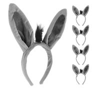 Toddmomy Lot de 5 Serrage-Têtes à Oreilles d'Âne en Peluche Gris Doux Bandeaux pour Cheveux Déguisement d'Âne Accessoires Coiffure Filles pour Fête Cosplay et Costume Animal