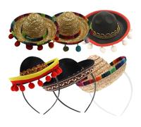 Toddmomy Lot de 6 Bandeaux Chapeaux Sombrero Mexicain en Tissu Coloré Taille Unique Accessoires de Coiffure Fiesta pour Hommes Femmes et Garçon et Filles Décoration Festive Originale