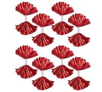 Toddmomy Lot de 8 Pompons de Cheerleading Rouges Métalliques Moyens avec Poignées en Plastique Accessoires pour Équipe de Danse Scolaire Pompons Légers pour Compétitions et Événements