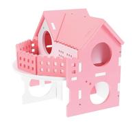 Toddmomy Maison à Hamster à Double Couche en Bois Écologique, Grosse Cabane Rose et Blanche, Cachette Ludique pour Petits Animaux de Compagnie, Habitat Spacieux pour Hamsters et Souris