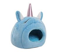 Toddmomy Maison Douillette Peluche Forme de Licorne pour Hamsters Chinchillas et Petits Rongeurs Nid Chaud et Confortable avec Coussin Amovible Couleur Aléatoire