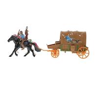 Toddmomy Modèle de Calèche Western avec Figurines de Cow-Boy et Policier Décoration Jouet pour Garçon et Filles et Adultes Ornement de Simulation 2 Pièces