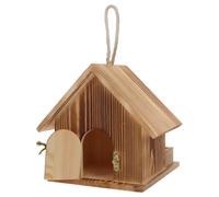 Toddmomy Nichoir en Bois Massif pour Colibris, Taille 17,5 X 18,2 X 17,2 Cm, en Pin Brûlé Résistant aux Intempéries, Maison D’Oiseau Suspendue Décorative pour Jardin Extérieur, Nid Naturel