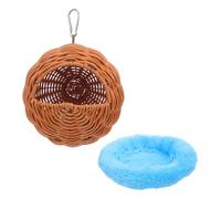 Toddmomy Nid Suspendu pour Perruches en Plastique avec Coussin en Peluche, Environnement Nid en Rotin Simulé, Forme Œuf avec Entrée Arrondie, pour Volières à Étages et Reproduction