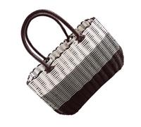 Toddmomy Panier de Rangement Tressé Fait Main avec Poignées Panier de Cuisine Pique pour Fruits et Légumes Gris Blanc