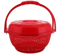 Toddmomy Panier Rond Rouge Panier de Cueillette en Plastique Poignée Pratique Gain de Place Assuré de Fruits et Légumes Maison Récolte de Fraises