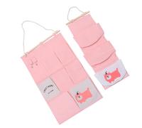 Toddmomy Paquet de Rangement Suspendu en Coton Lin Rose, Lot de Deux | Grande Pièce 7 Compartiments, Petite 3 Compartiments, Crochet ixation Bâton et Corde