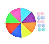 Toddmomy Parachute Arc Ciel avec Balles Océaniques pour Jeux Extérieur Entraînement Sensoriel et Activités Groupe Garçon Fille Couleur Aléatoire Couleur Aléatoire