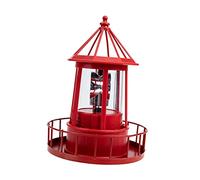 Toddmomy Phare Solaire Rotatif Décoratif De Jardin En Fer Ornement Solaire À Led Statue Dextérieur En Résine Rouge Et Métal
