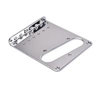 Toddmomy Plaque de Pont Chromée pour Guitare Électrique 6 Cordes en Acier 6 Points D'attache Réglables, Facile à Installer, Compatible Guitare Électrique et Cigar Box Guitar