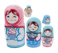 Toddmomy Poupées Russes Bois à Artisanales pour Garçon Fille Jouets Faits Main Ornements Décoratifs