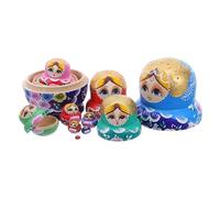 Toddmomy Poupées Russes Gigognes Bois Peintes Main Décoration à Motifs Empilable pour Cadeaux de Noël Anniversaire et Collection Traditionnelle Russe
