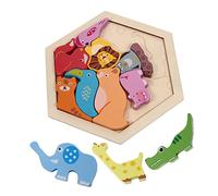 Toddmomy Puzzle Bois Animaux Géométriques Educatif Cognition Couleurs pour Garçon Fille Puzzle Sécurisé Aux Bords Lisses Jeu Interactif Parent Garçon Fille pour Apprentissage Animalier