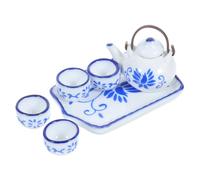 Toddmomy Service à Thé Chinois Bleu avec Motifs Floraux Ornement Décoratif pour Poupée et