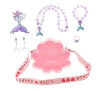 Toddmomy Set Bijoux Garçon Fille Sirène avec Perles Plastique Collier Bracelet Anneaux Kit Bijoux Ludique pour Fillettes Coffret Cadeau Mode et Jeu Créatif