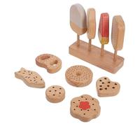 Toddmomy Set de Jouets Cuisine Bois pour Garçon Fille Glace Donuts Œufs Simulation Alimentaire Jouets Éducatifs pour Jeu de Rôle Décoration Fête et Jeu Imagination