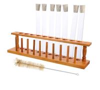 Toddmomy Set de Tubes à Essai avec Bouchons Support Bois et Goupillon de Nettoyage Kit Éducatif pour Expériences Stockage de Liquides et Cosmétiques Outil Apprentissage Pratique