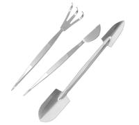Toddmomy Set Outils de Jardinage Bonsai Acier Inoxydable Pince Droite Râteau et Spatule Double-Usage pour Entretien Rempotage et Modelage des Plantes Intérieur et Extérieur