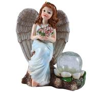 Toddmomy Statue Solaire Ange Résine avec Globe Lumineux Décoratif pour Jardin Extérieur Durable Décoration Patio et Cadeau