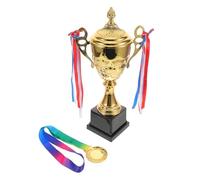 Toddmomy Trophée Sportif Doré 42 Cm avec Médaille en Métal et Ruban - Ensemble de Récompenses pour Compétitions Sportives et Tournois Scolaires - Médaille Décernée pour Exploits Sportifs