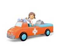 Toddys by siku 0145, Anna Amby, Ambulance composée de 3 pièces avec Son et Lumière, Peut être assemblée, Comprend une figurine mobile, Moteur à volant de haute qualité, Orange/bleu cile, dès 12 mois