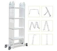 Todeco 6 en 1 Échelle Pliante, 4.7m Télescopique Aluminium Multifonction Extensible et Polyvalente Escabeau à Haute Résistance avec Charnières de Sécur