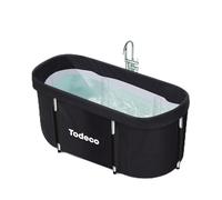 Todeco Baignoire Pliable Adulte, Grand Baignoire Pour SPA Portable Mobile pour Douche, Pliante SPA pour Petite Salle de Bain, Trempage Autoportante, 120x55x50cm (noir)
